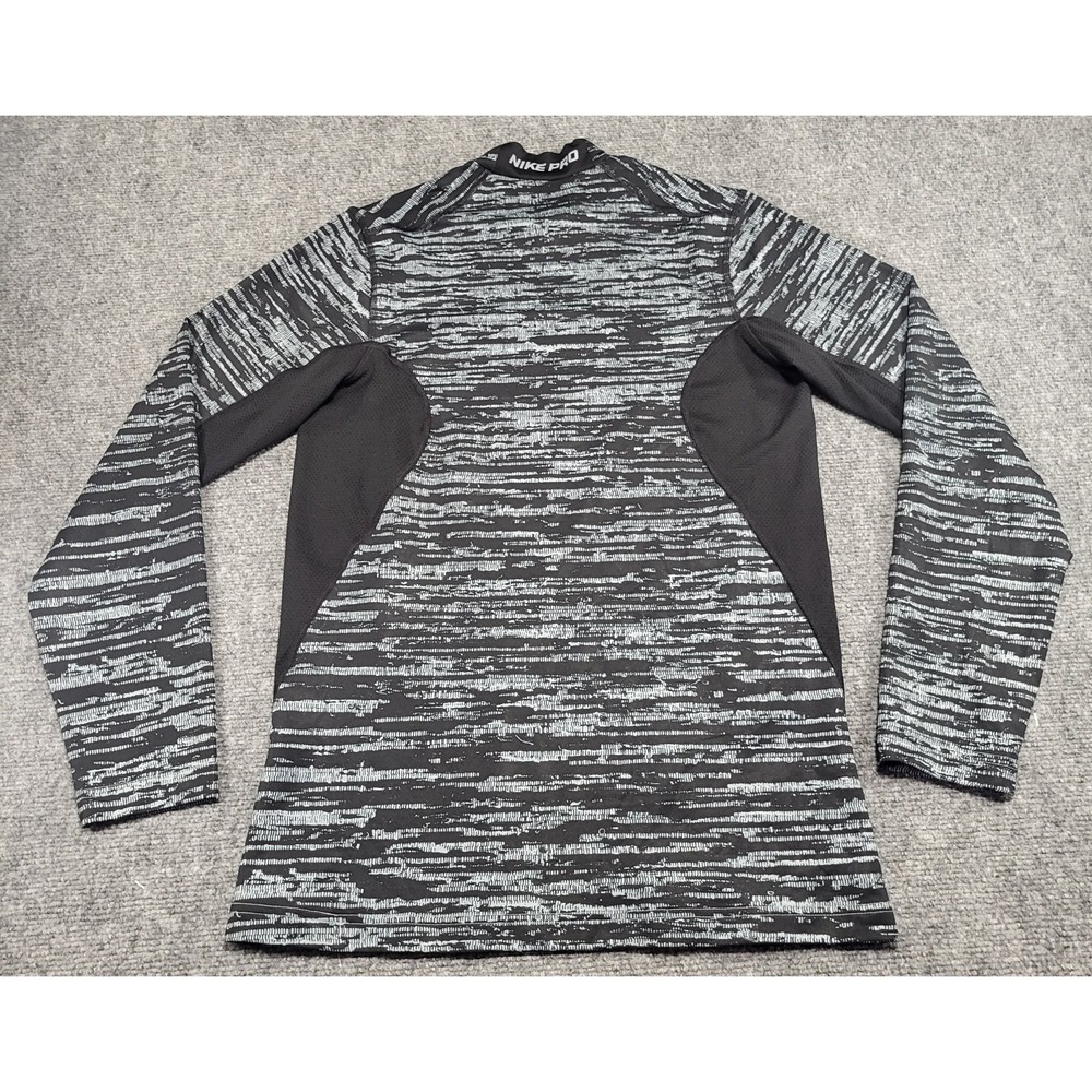 Nike Men's White/Black Pro Combat Dri-Fit Fitted Long Sleeve Top Size Small - Picture 8 of 14